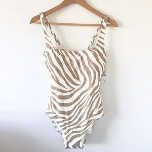 Michael Michael Kors Zebra Print Swimsuit Swimwear Sz 8 NWT